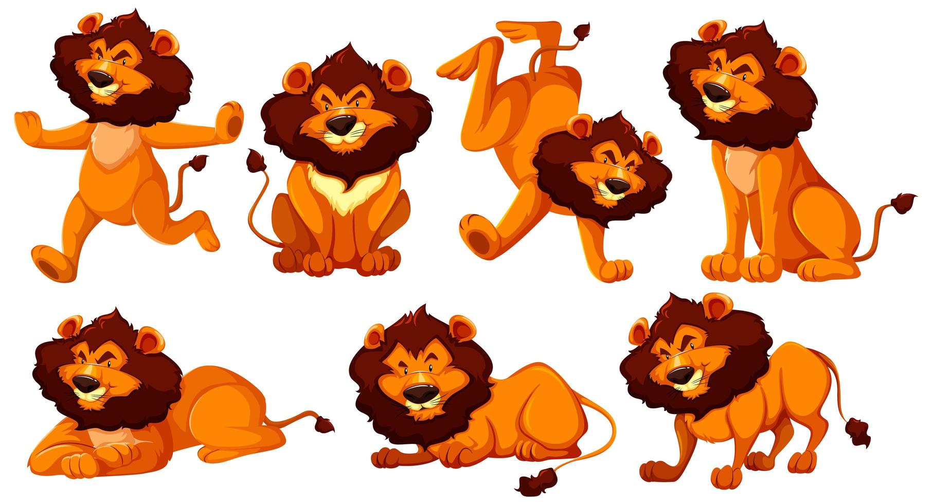 Set of lion cartoon character vector