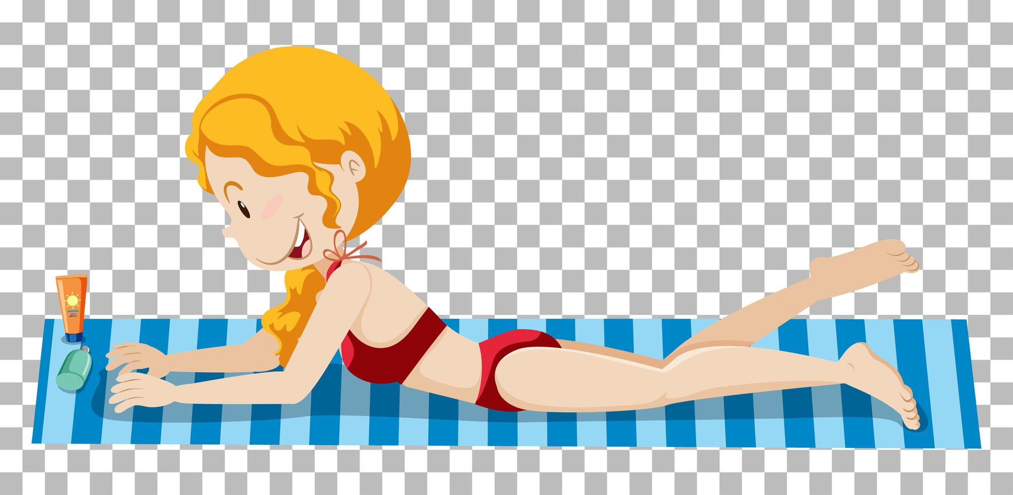 Girl sunbathing on beach mattress vector