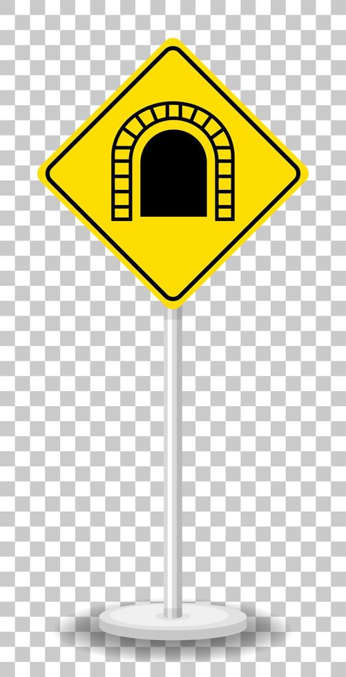 Yellow traffic warning sign on transparent background vector