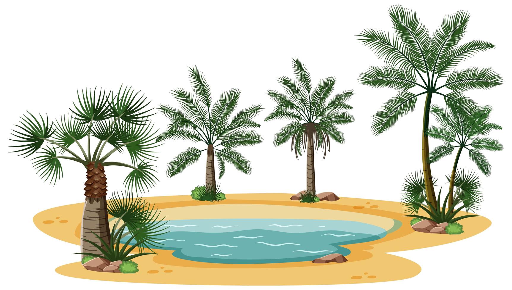 Desert landscape with nature tree elements on white background vector