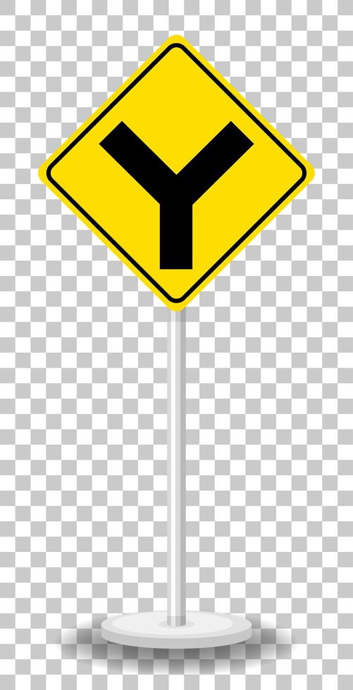 Yellow traffic warning sign on transparent background vector