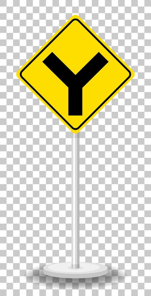 Yellow traffic warning sign on transparent background vector