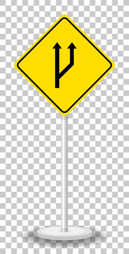 Yellow traffic warning sign on transparent background vector