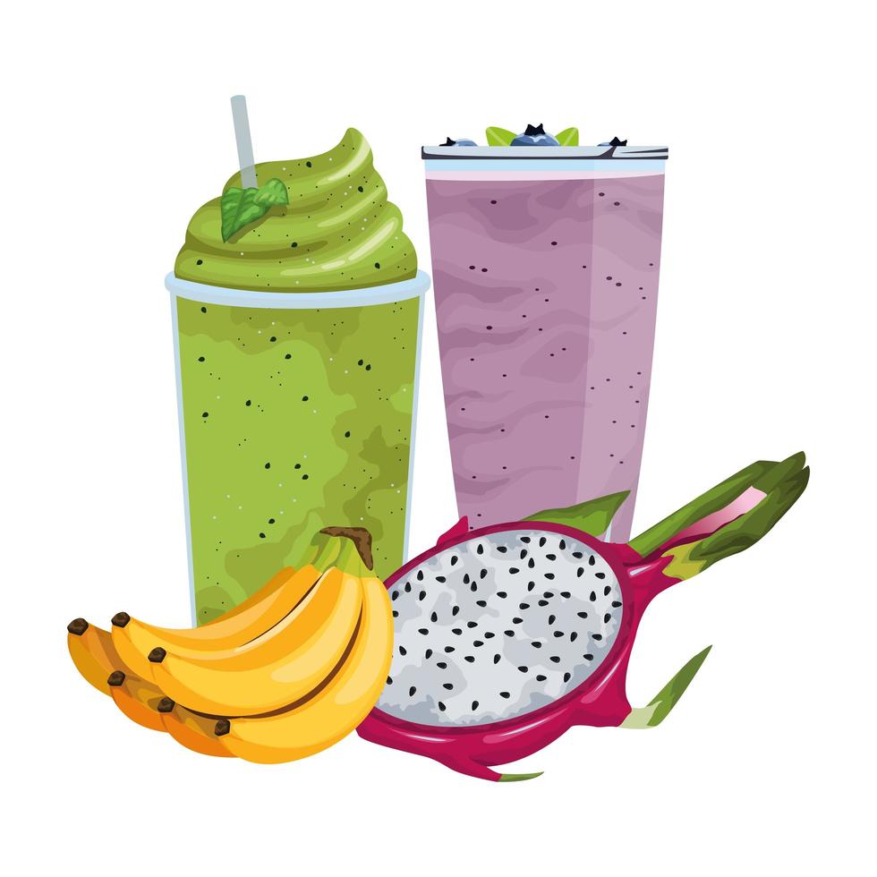 Tropical fruit and smoothie drink vector