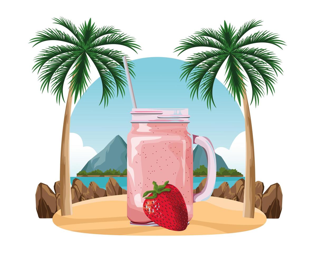 Tropical fruit and smoothie drink vector