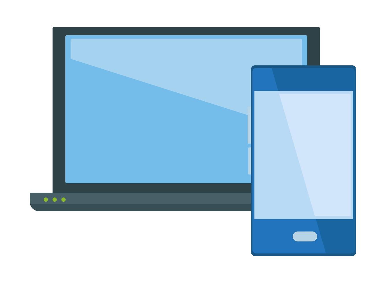 Laptop and phone screen and technology device icon vector