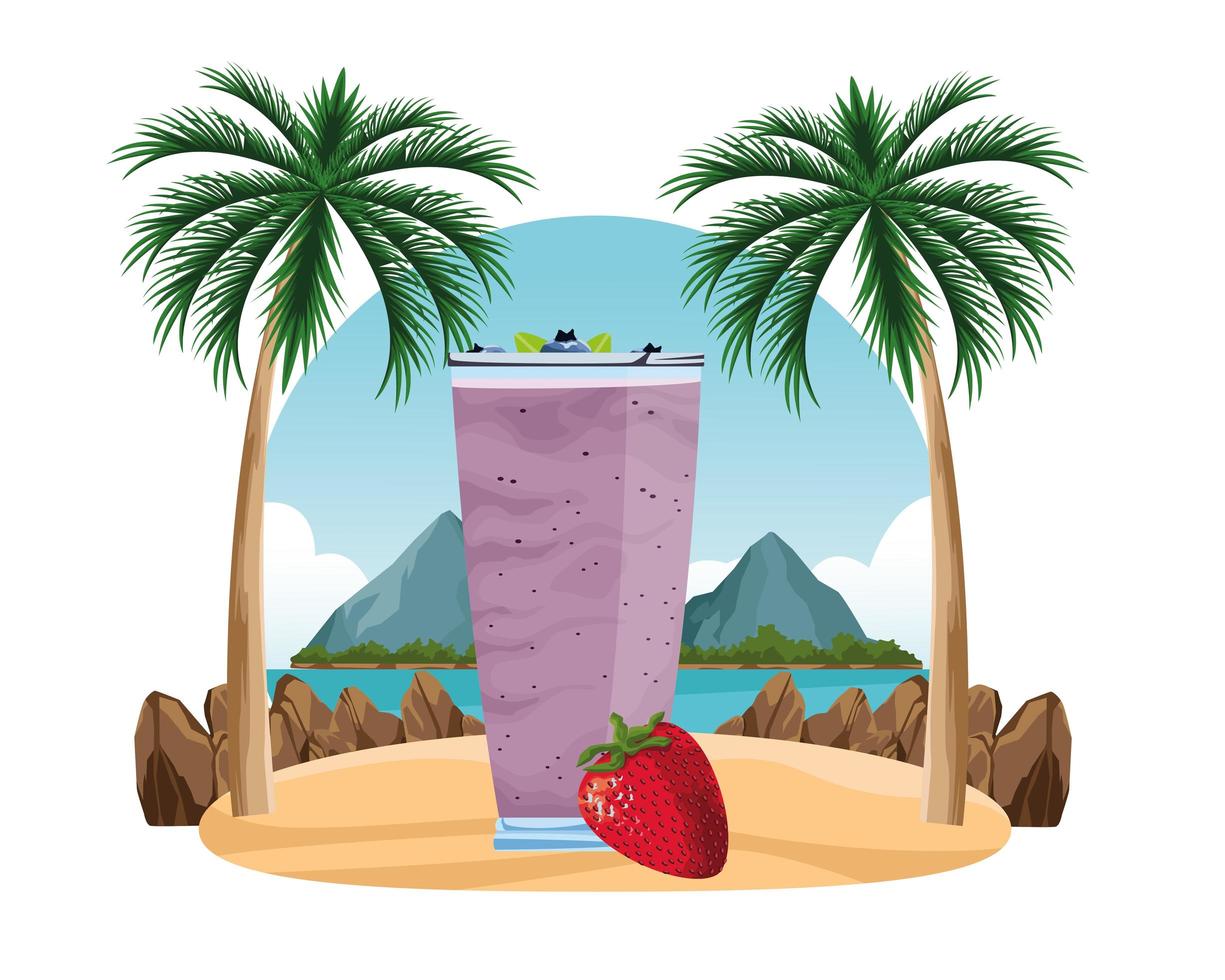 Tropical fruit and smoothie drink vector