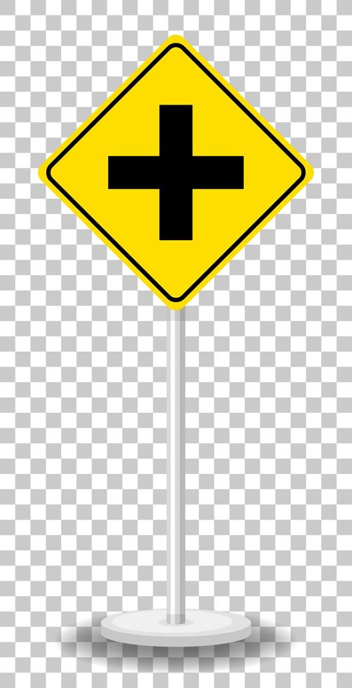 Yellow traffic warning sign on transparent background vector