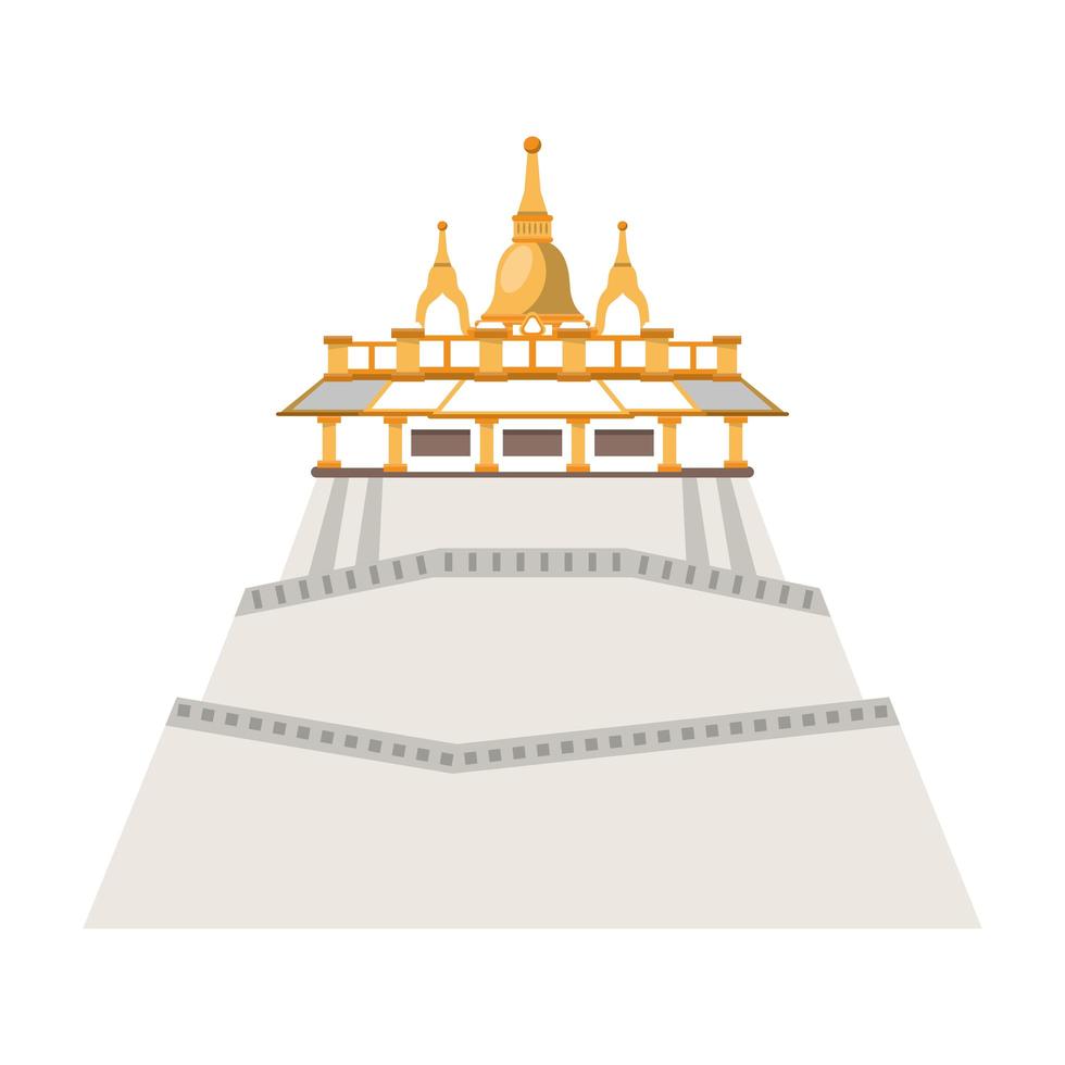 Indian temple antique building with stairs vector