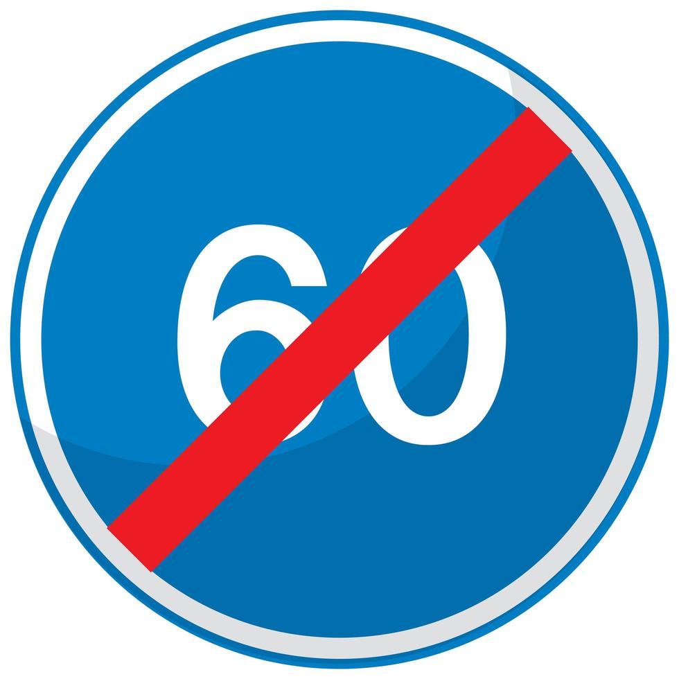 Límite de velocidad mínima azul 60 señales de carretera aislado sobre fondo blanco. vector