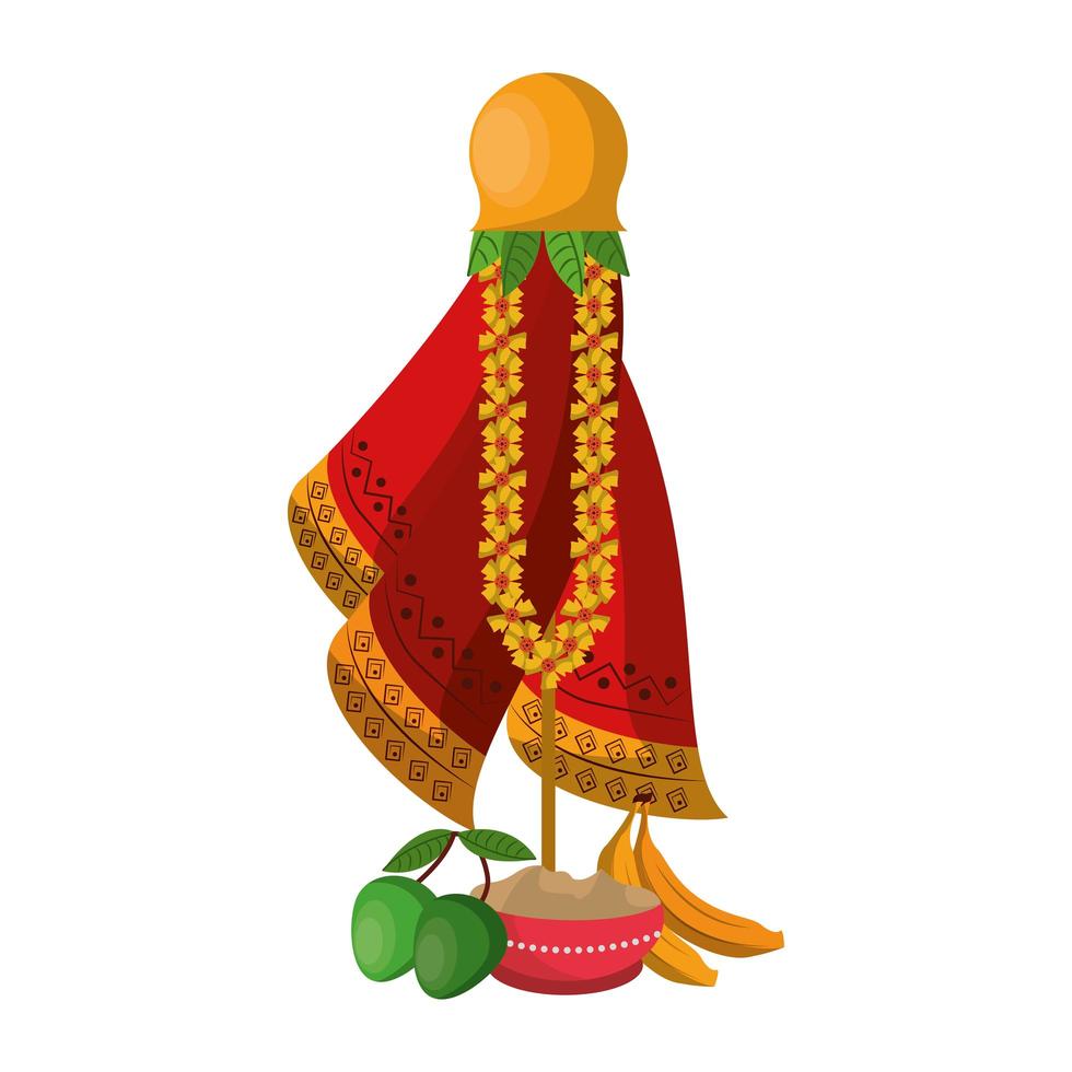 Ugadi festival offering and celebration composition vector