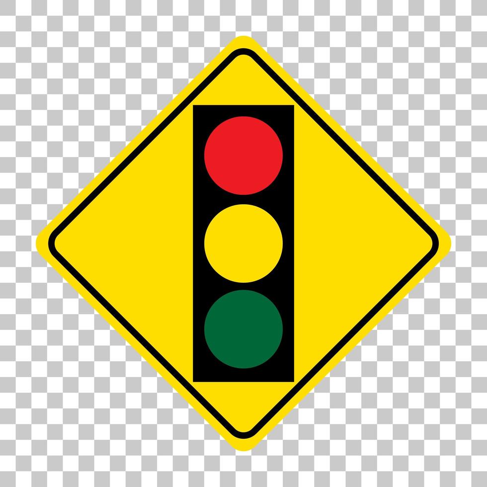 Yellow traffic warning sign on transparent background vector