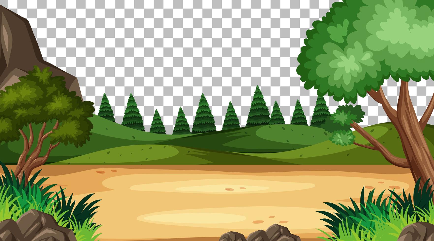 Blank nature park scene on transparent background vector