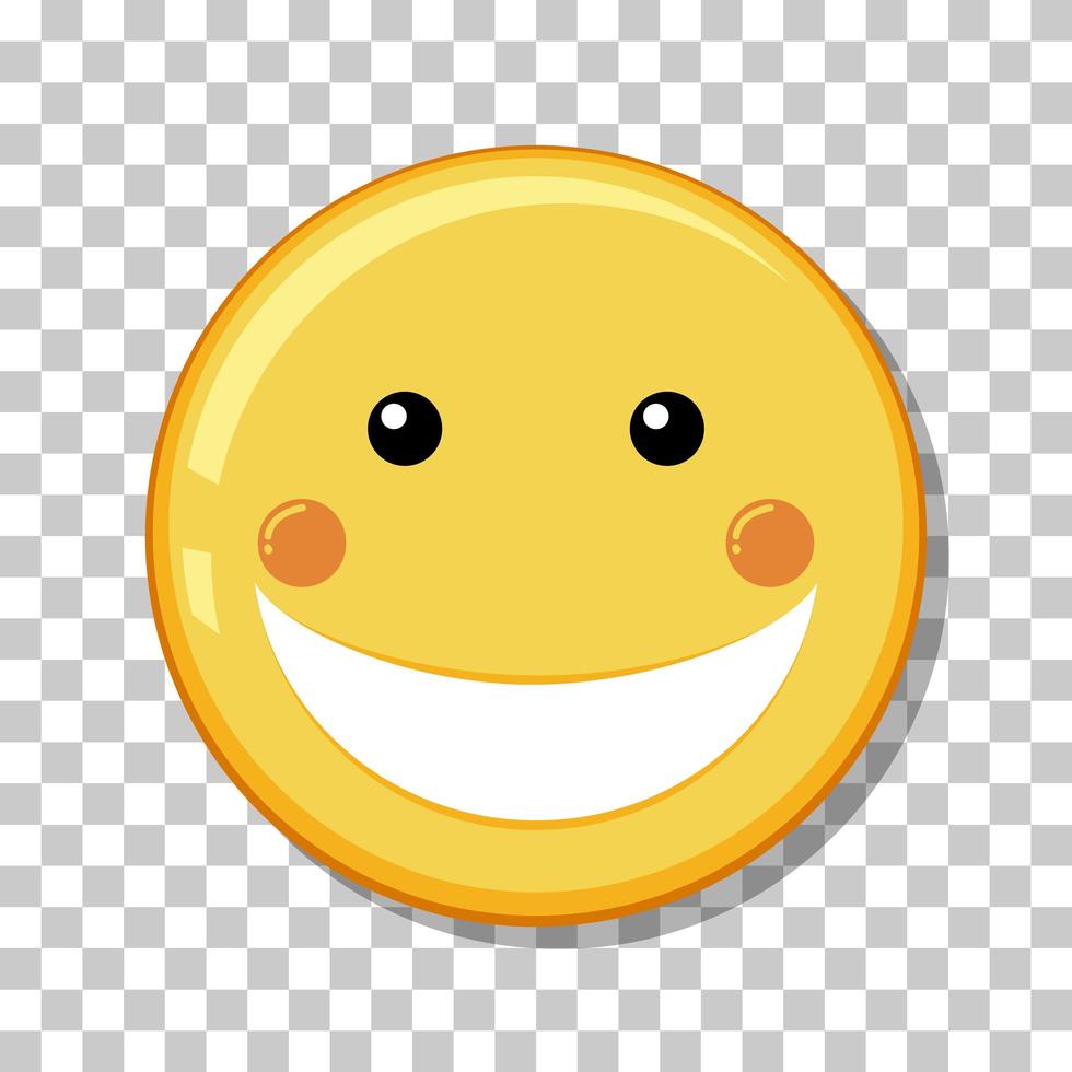 Yellow happy face with smile icon isolated on transparent background vector