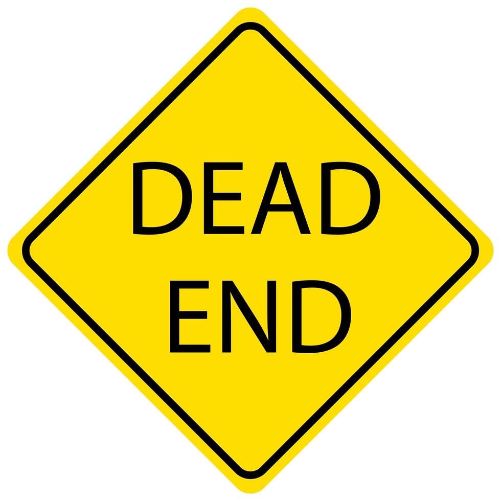 Dead End yellow sign on white backrgound vector