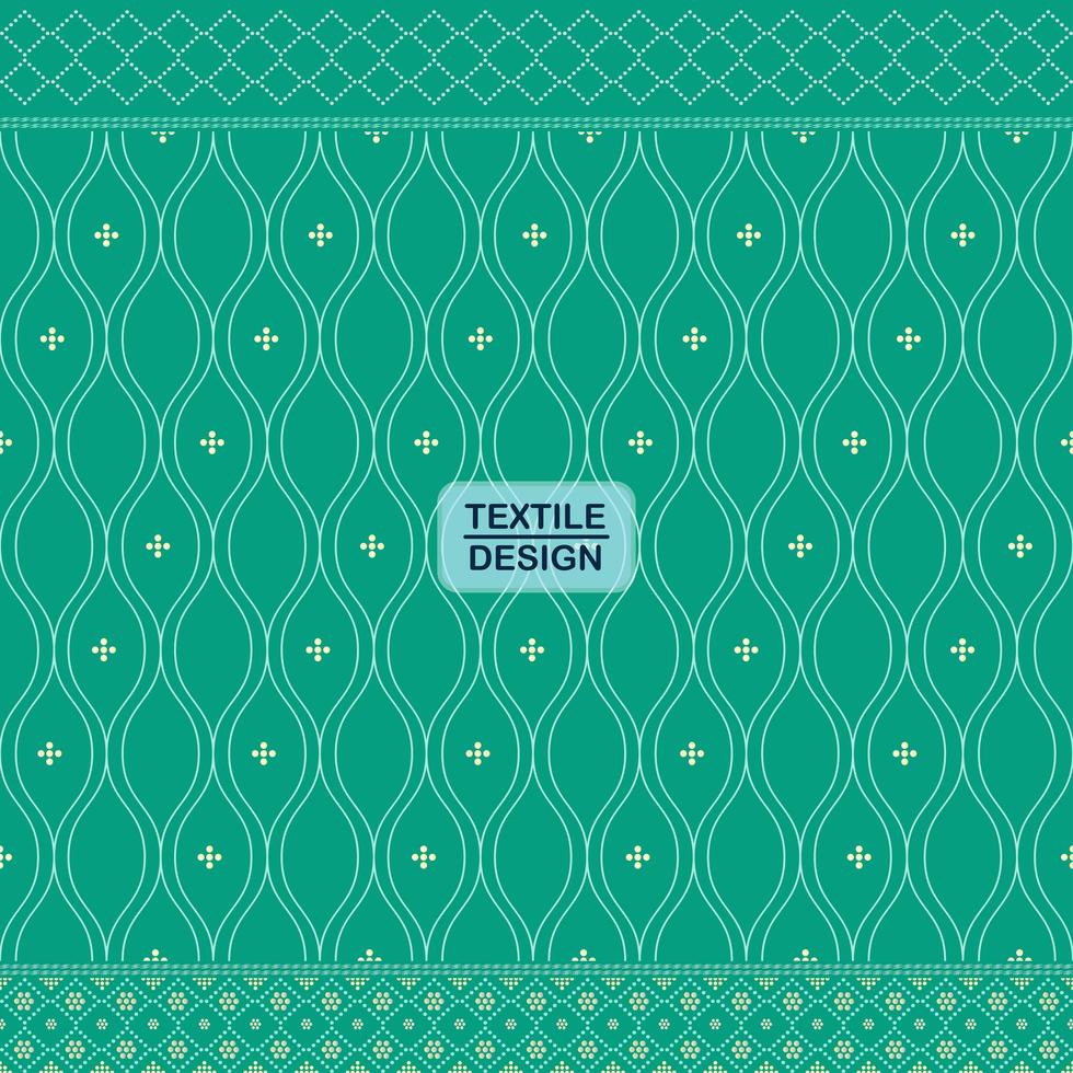 Green seamless traditional textile bandhani sari border pattern vector