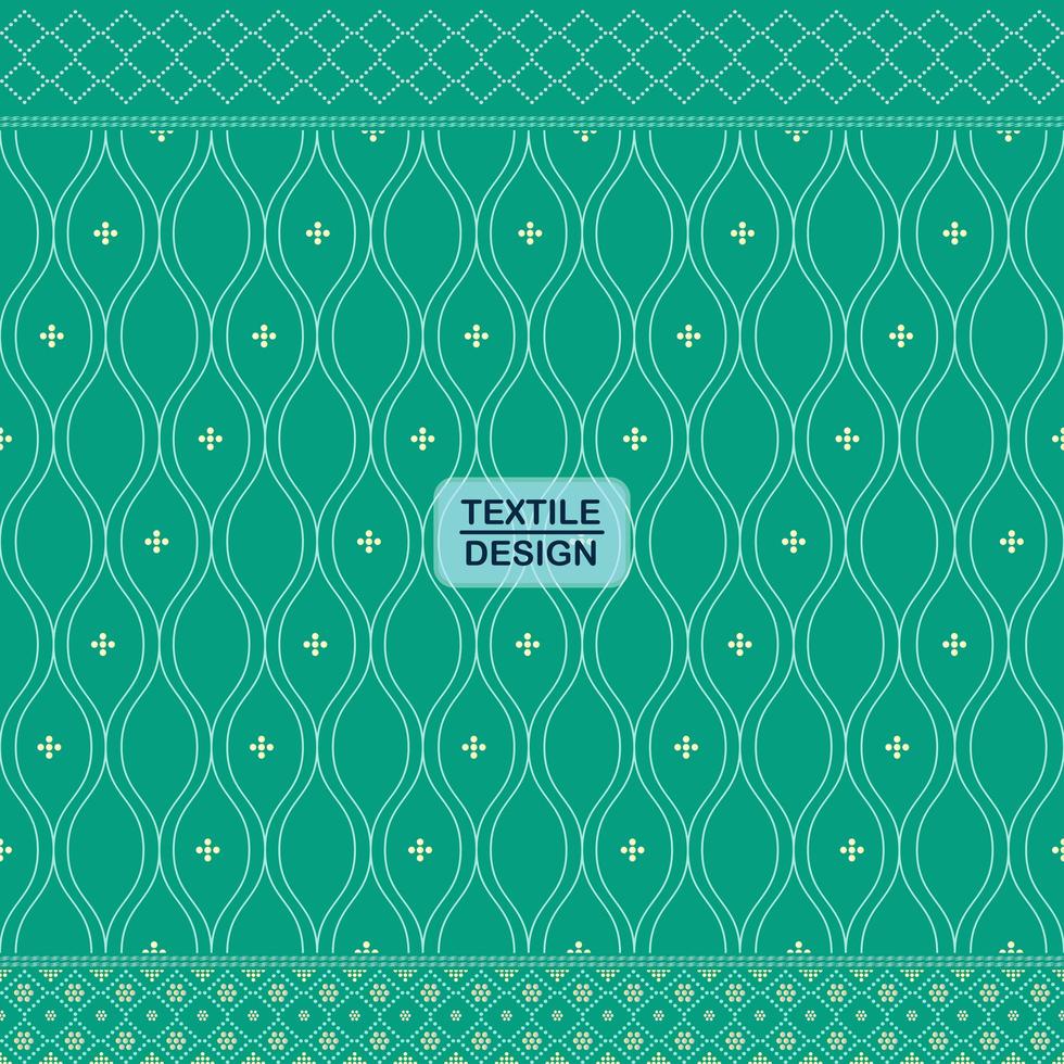 Green seamless traditional textile bandhani sari border pattern vector