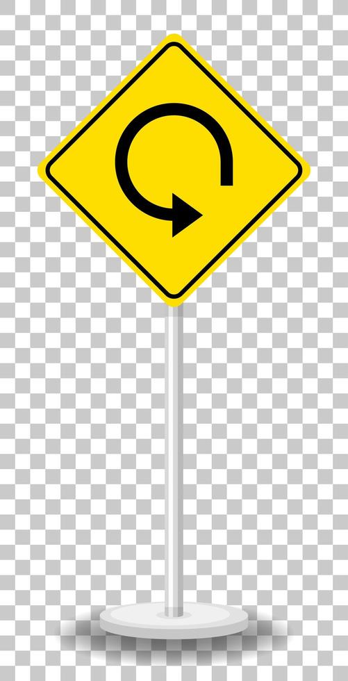 Yellow traffic warning sign on transparent background vector