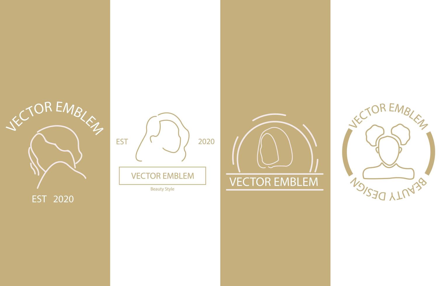 Linear Style Beauty Emblem Set vector