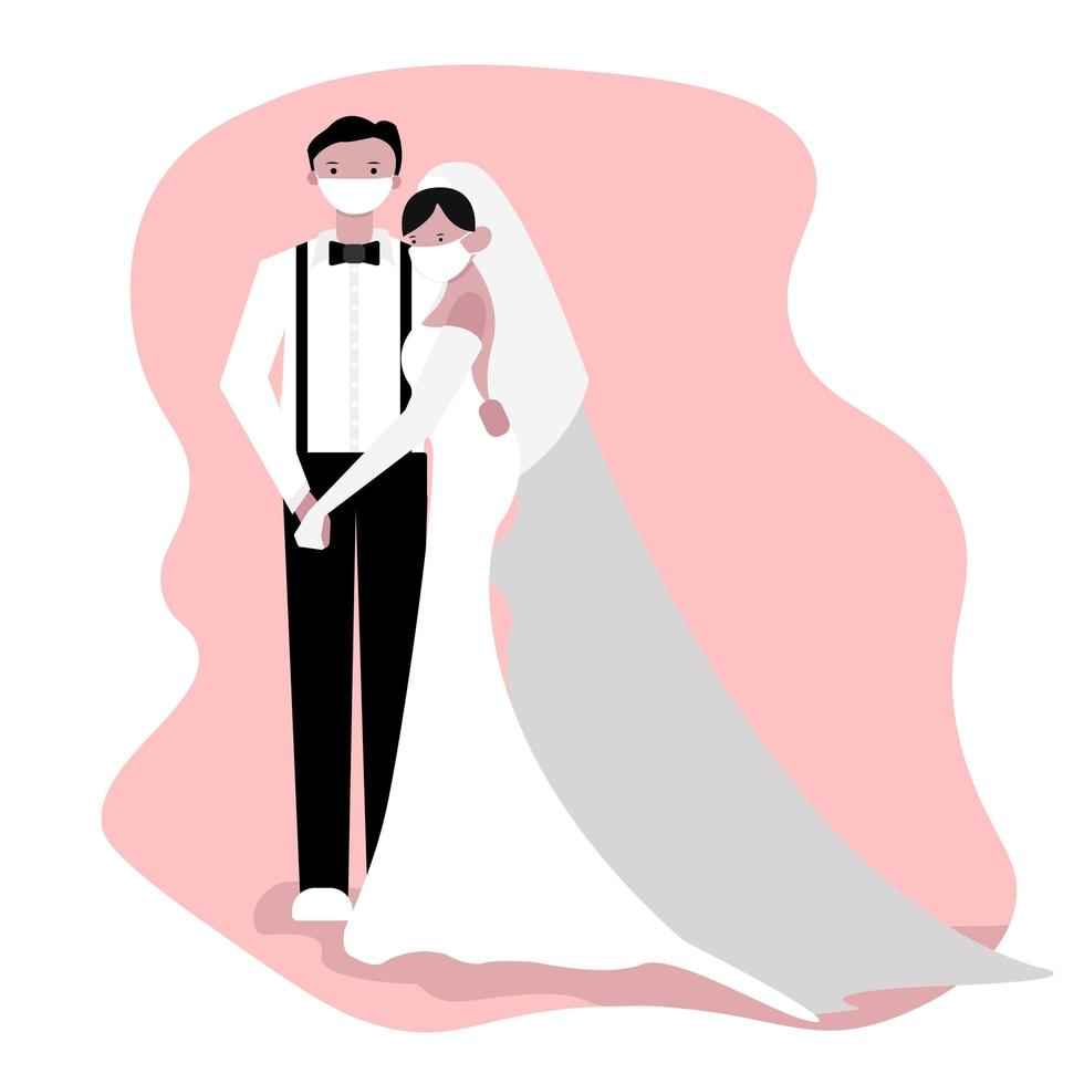 Wedding in New Normality Cartoon Design vector