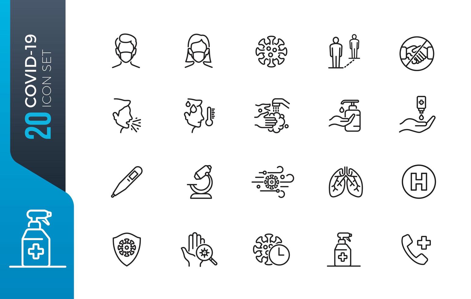 Covid-19 pandemic icon set vector