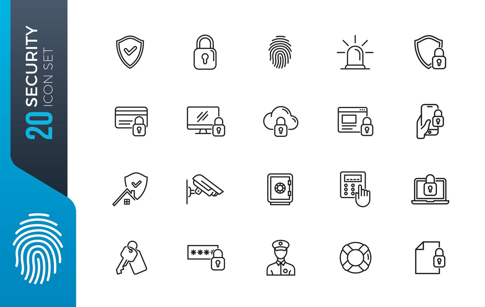 Minimal security icon set vector
