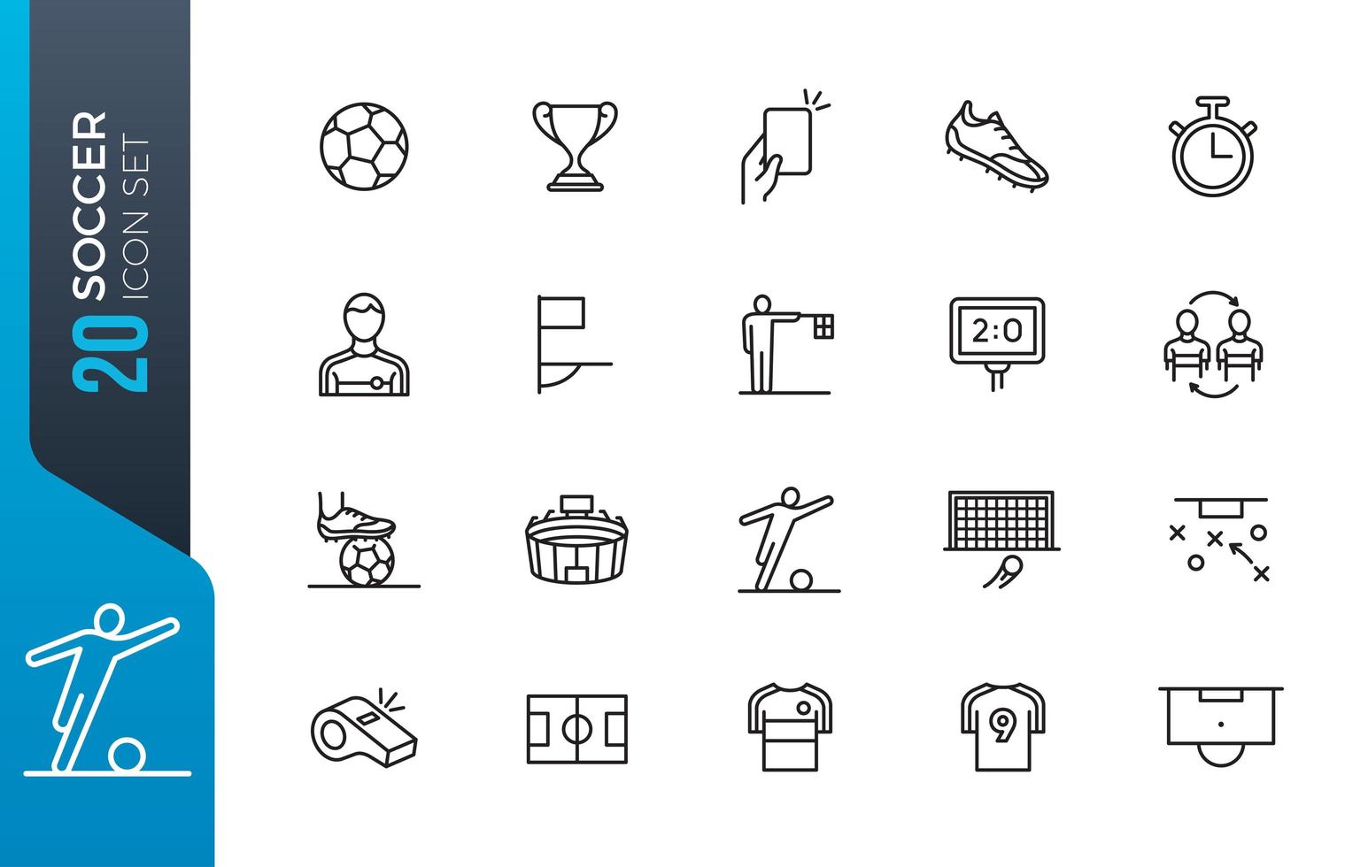 Minimal soccer icon set vector