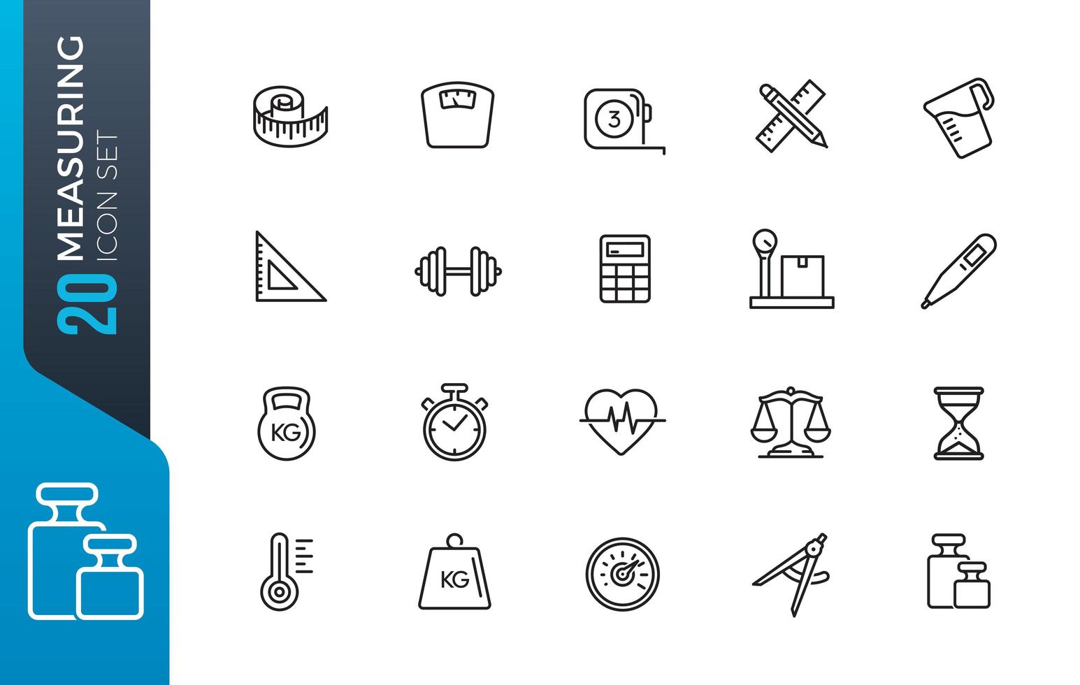 Minimal measuring icon set vector