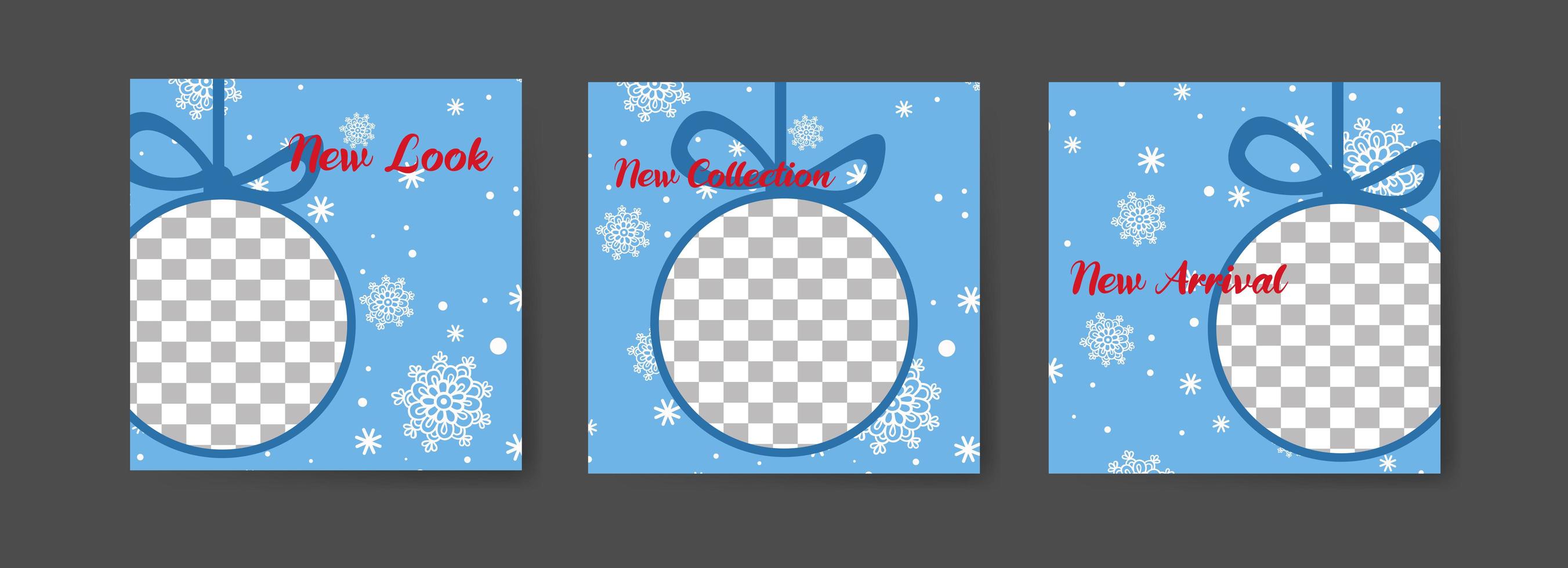 Social media post templates with winter decoration theme vector