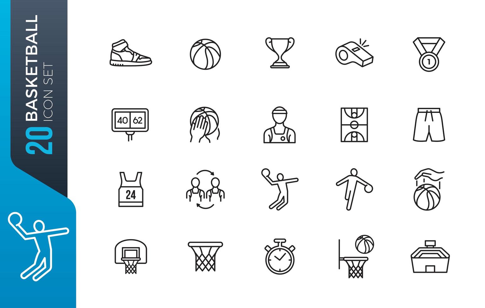 Minimal basketball icon set vector