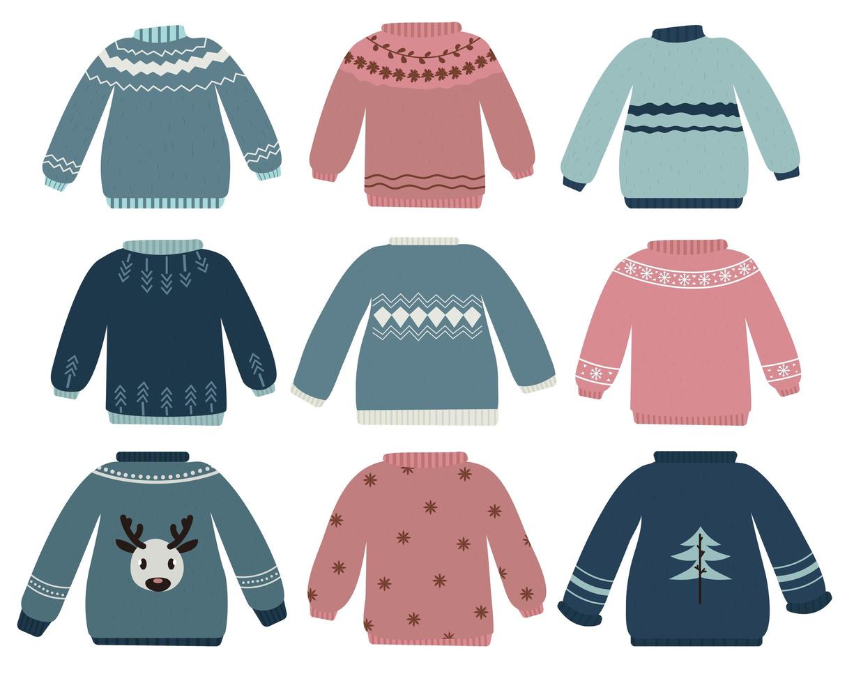 Old and ugly sweater set vector