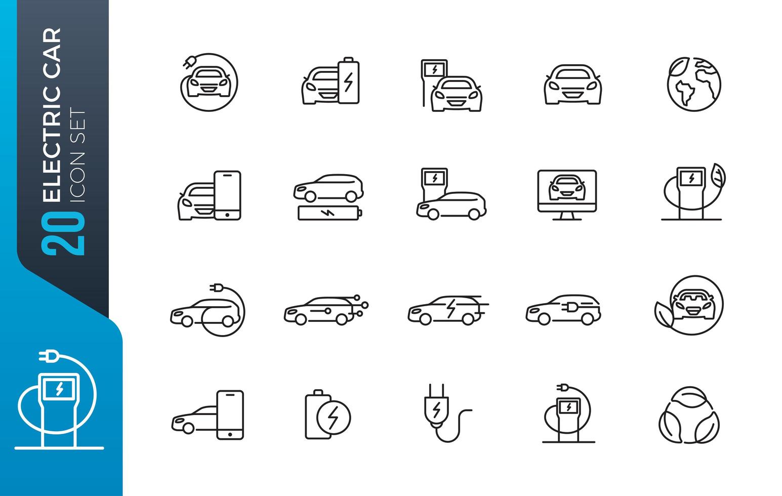 Electric car icon set vector