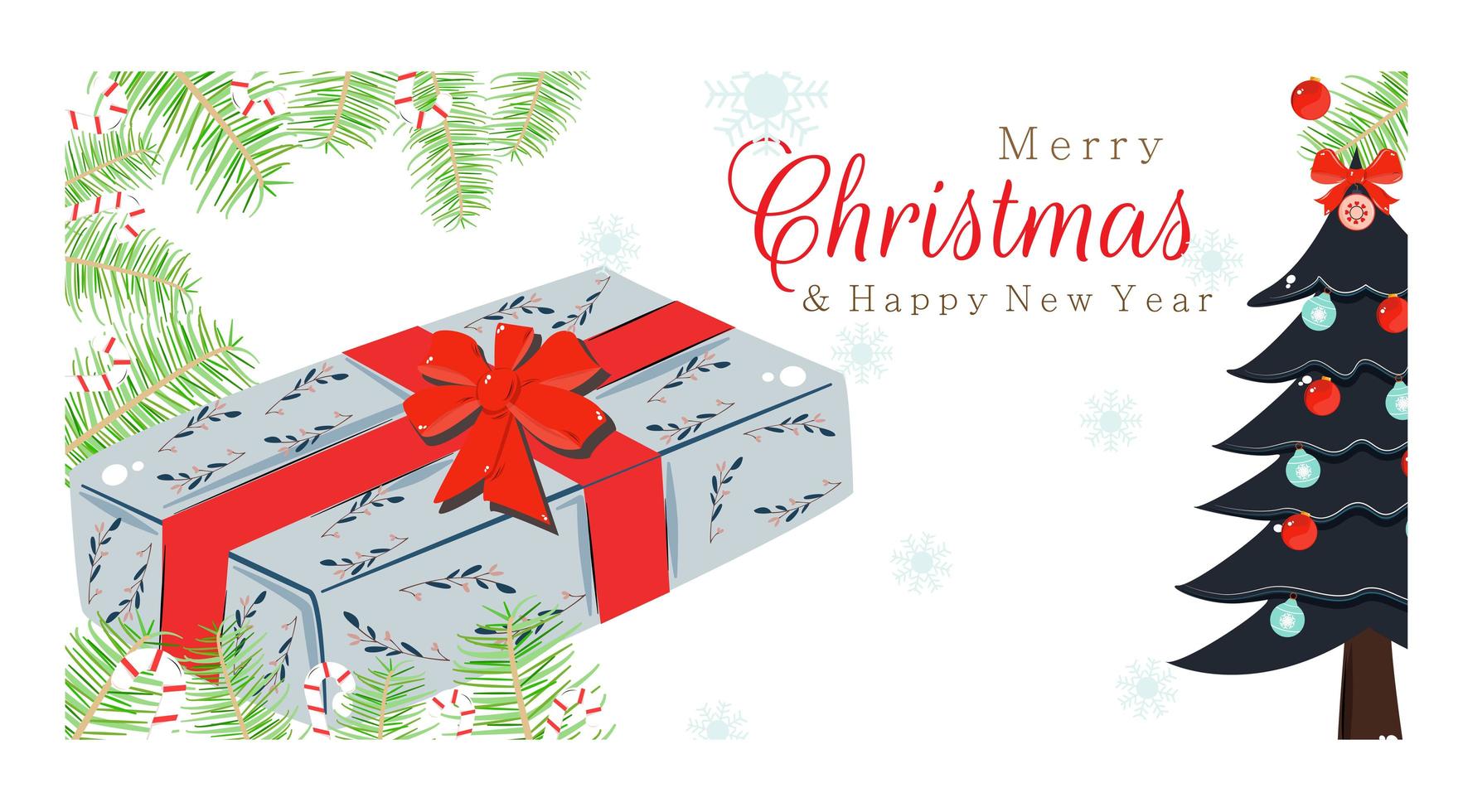 Merry Christmas New Year design with gift and treee vector