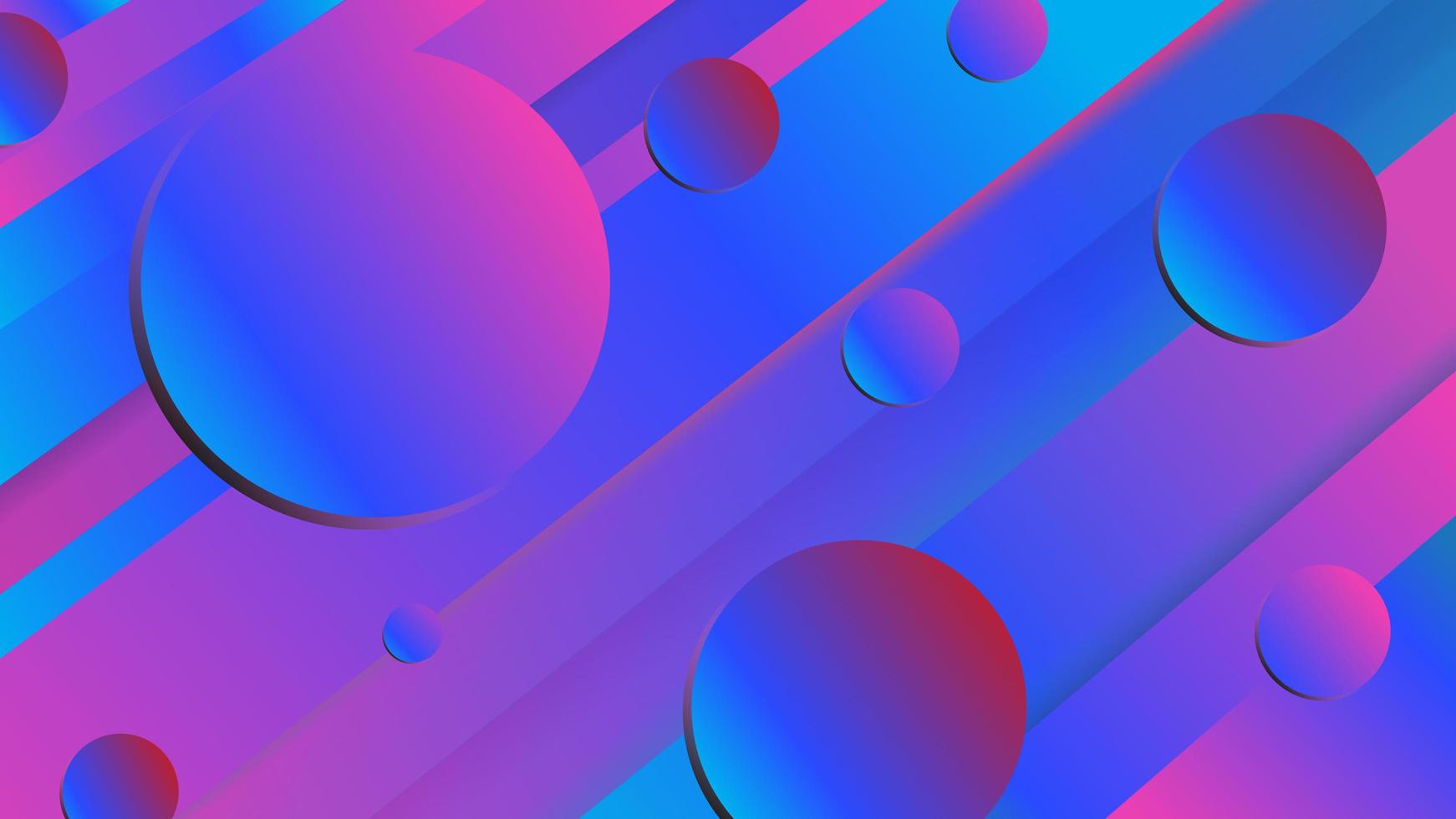 Blue purple gradient circle and angled stripes design vector