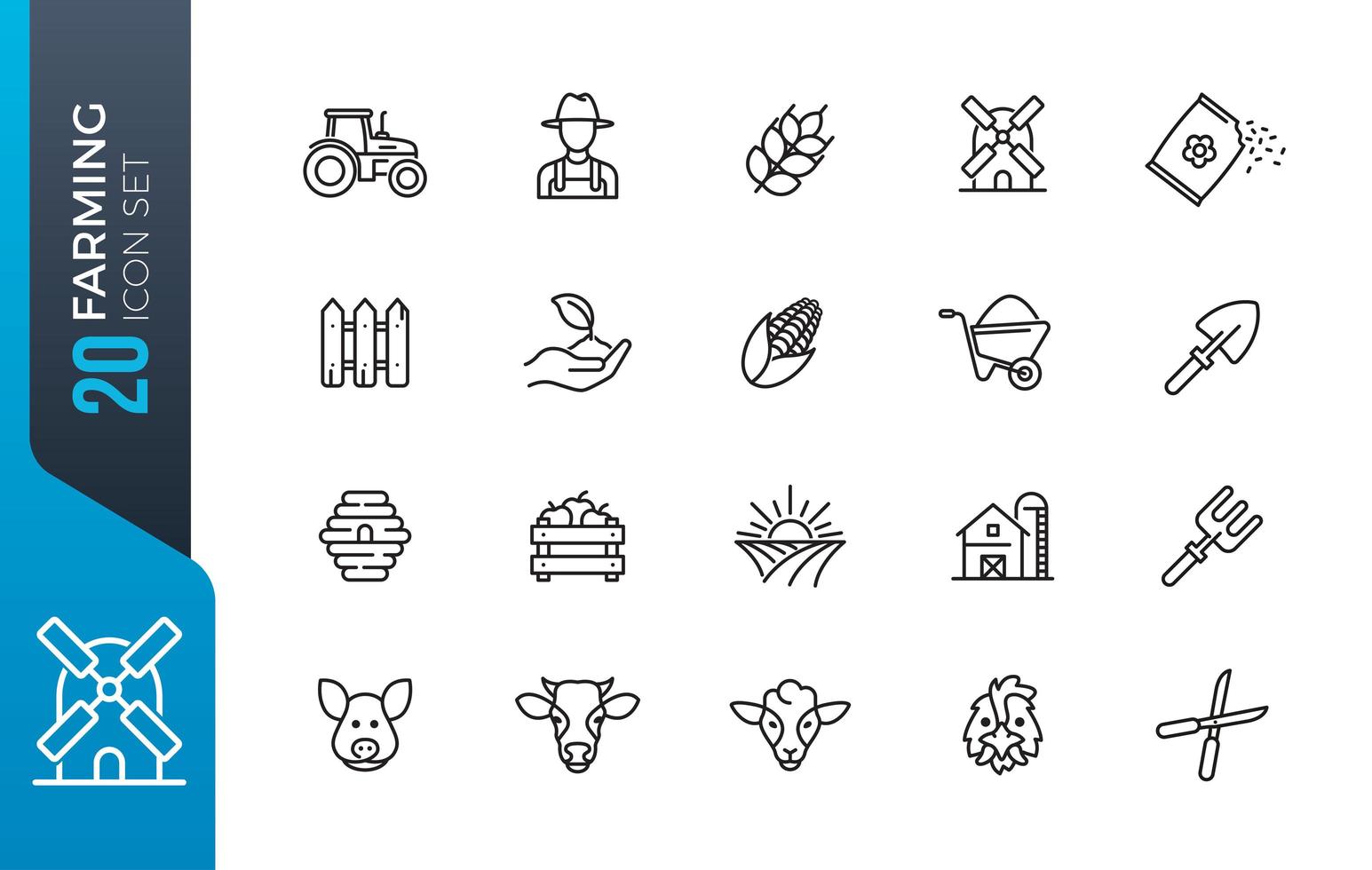 Minimal farming icon set vector