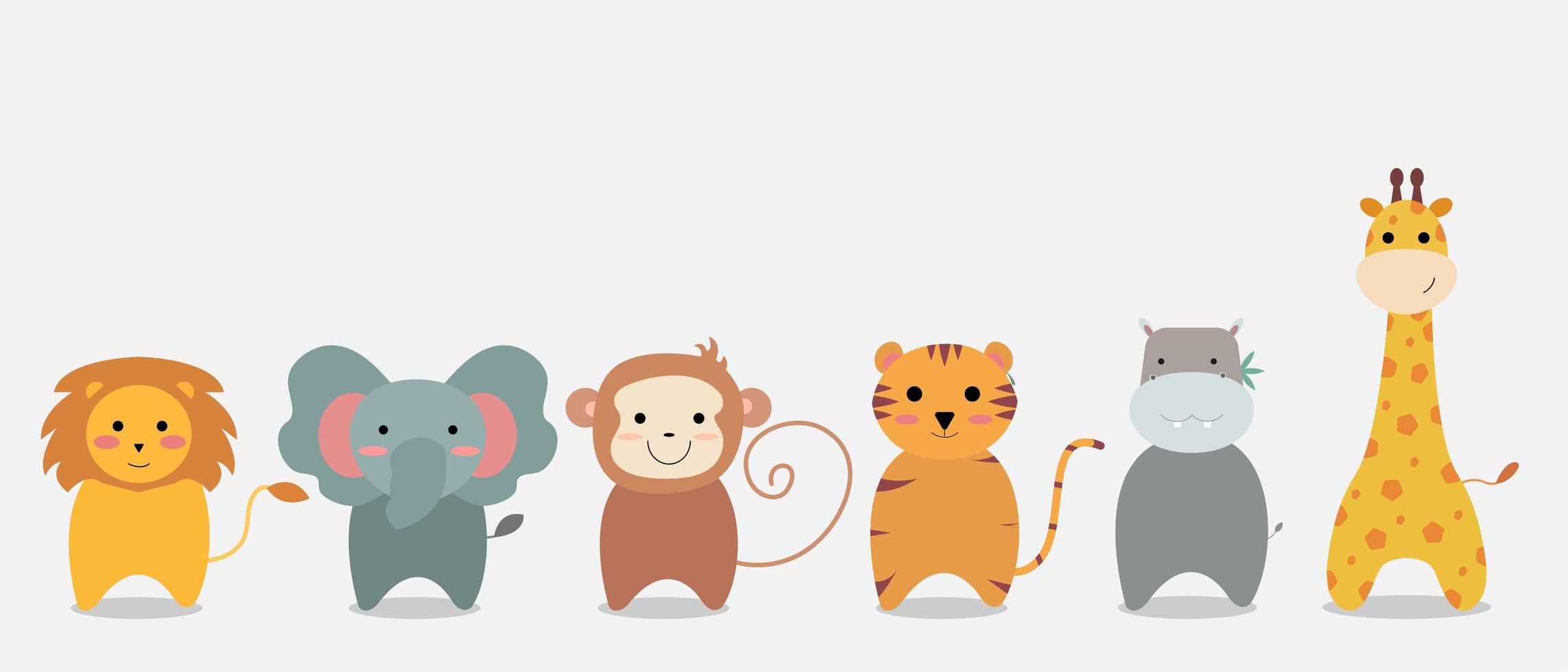 conjunto de dibujos animados de animales de la selva vector