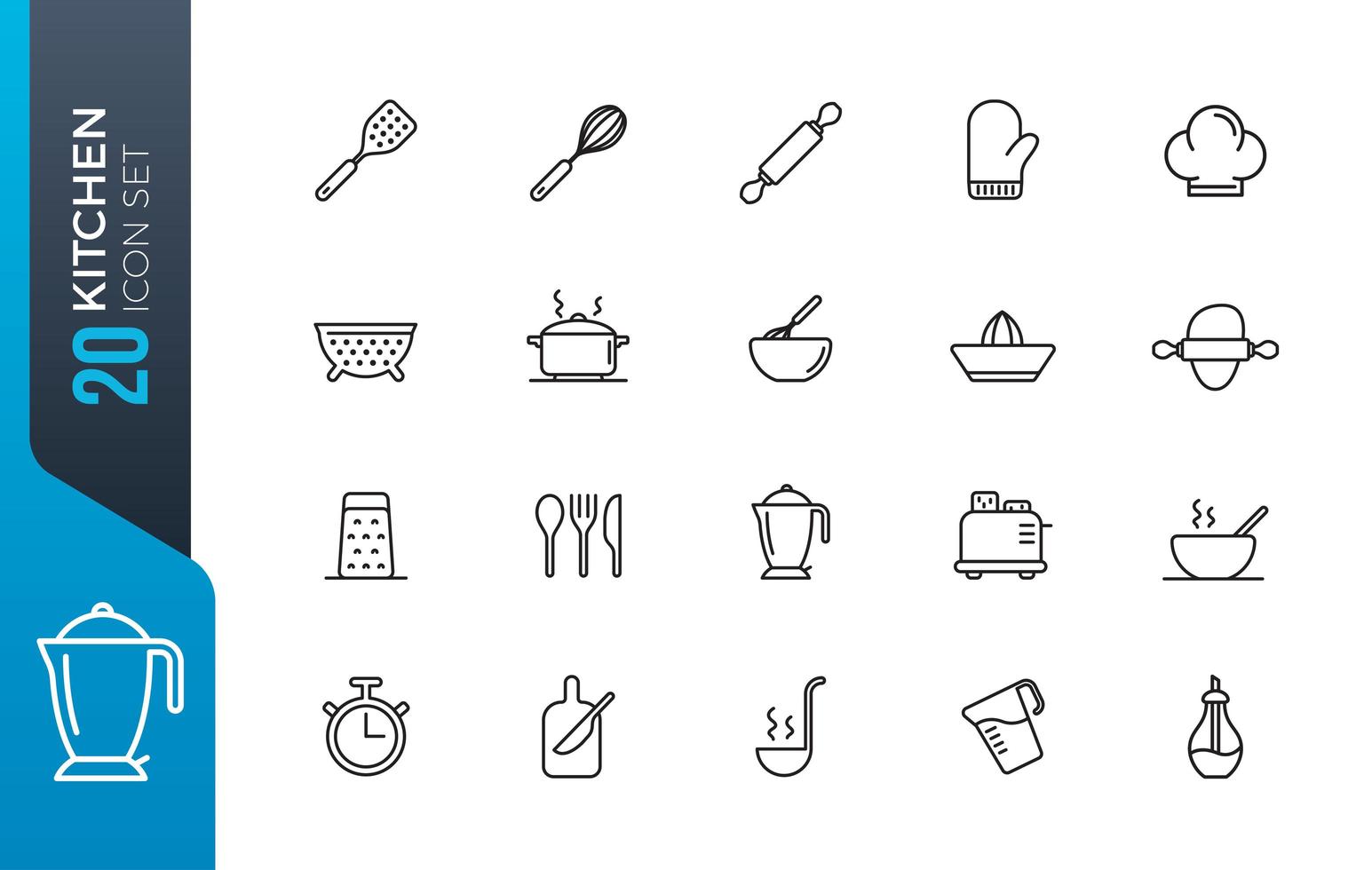 Minimal kitchen icon set vector