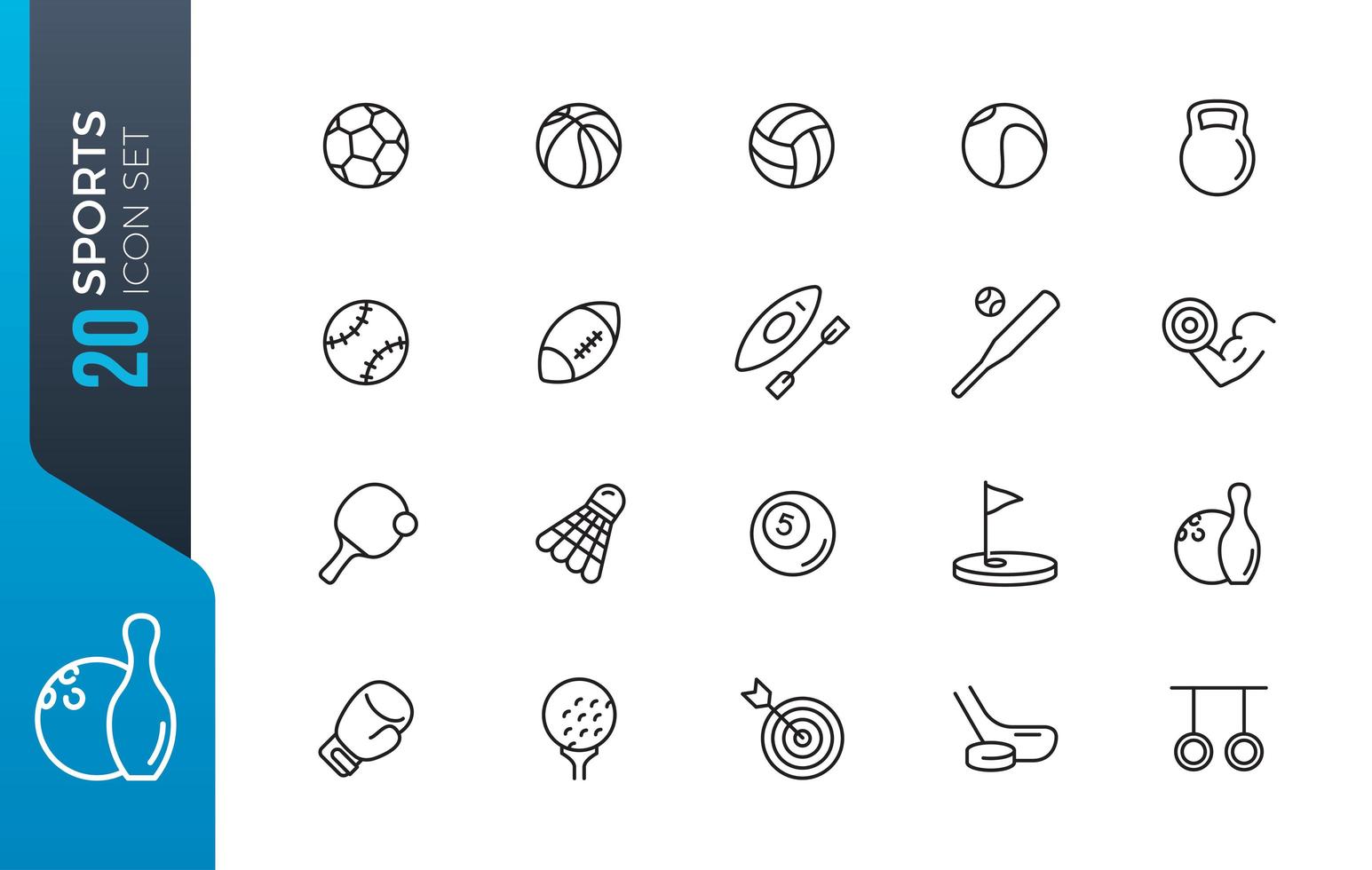 Minimal sports icon set vector