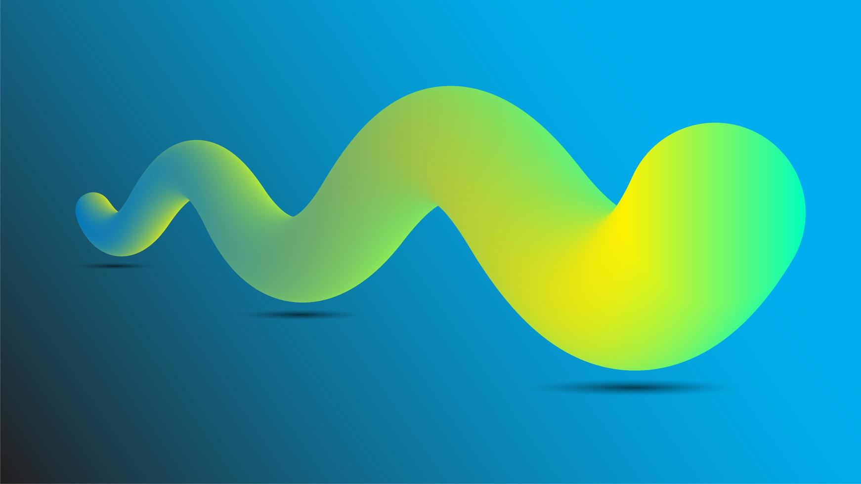 gradiente amarillo y verde forma ondulada 3d en azul vector