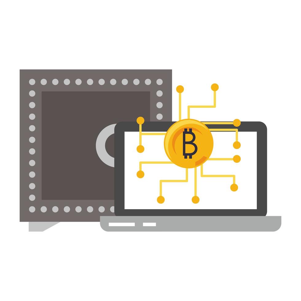 Bitcoin cryptocurrency digital money symbols vector