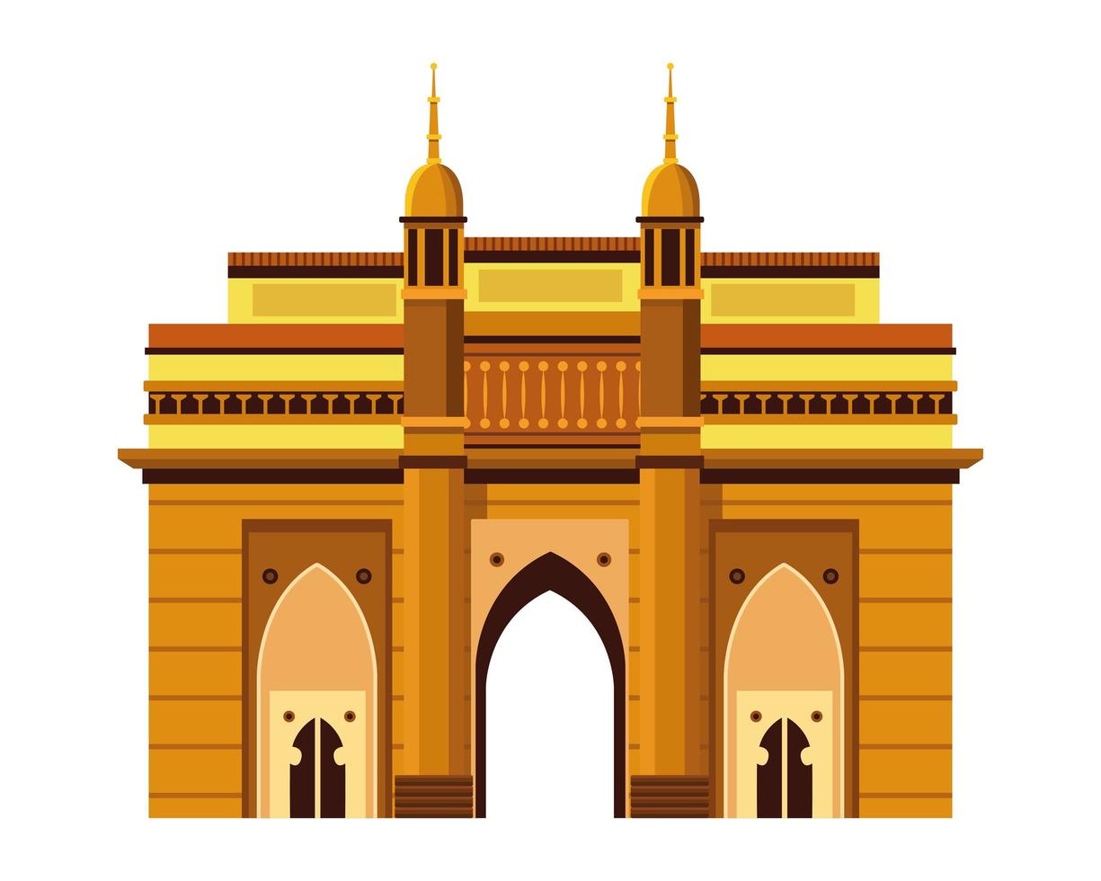 Icono de monumento y edificio nacional indio vector