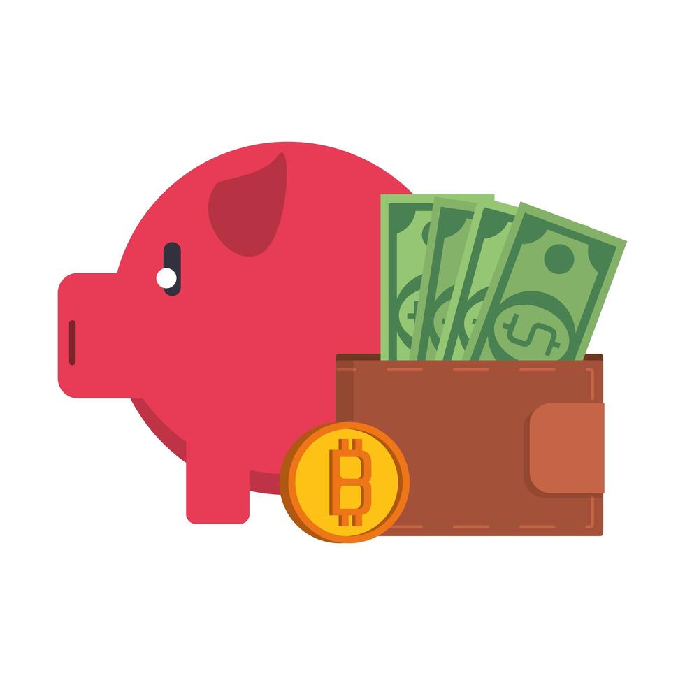 Bitcoin cryptocurrency digital money symbols vector