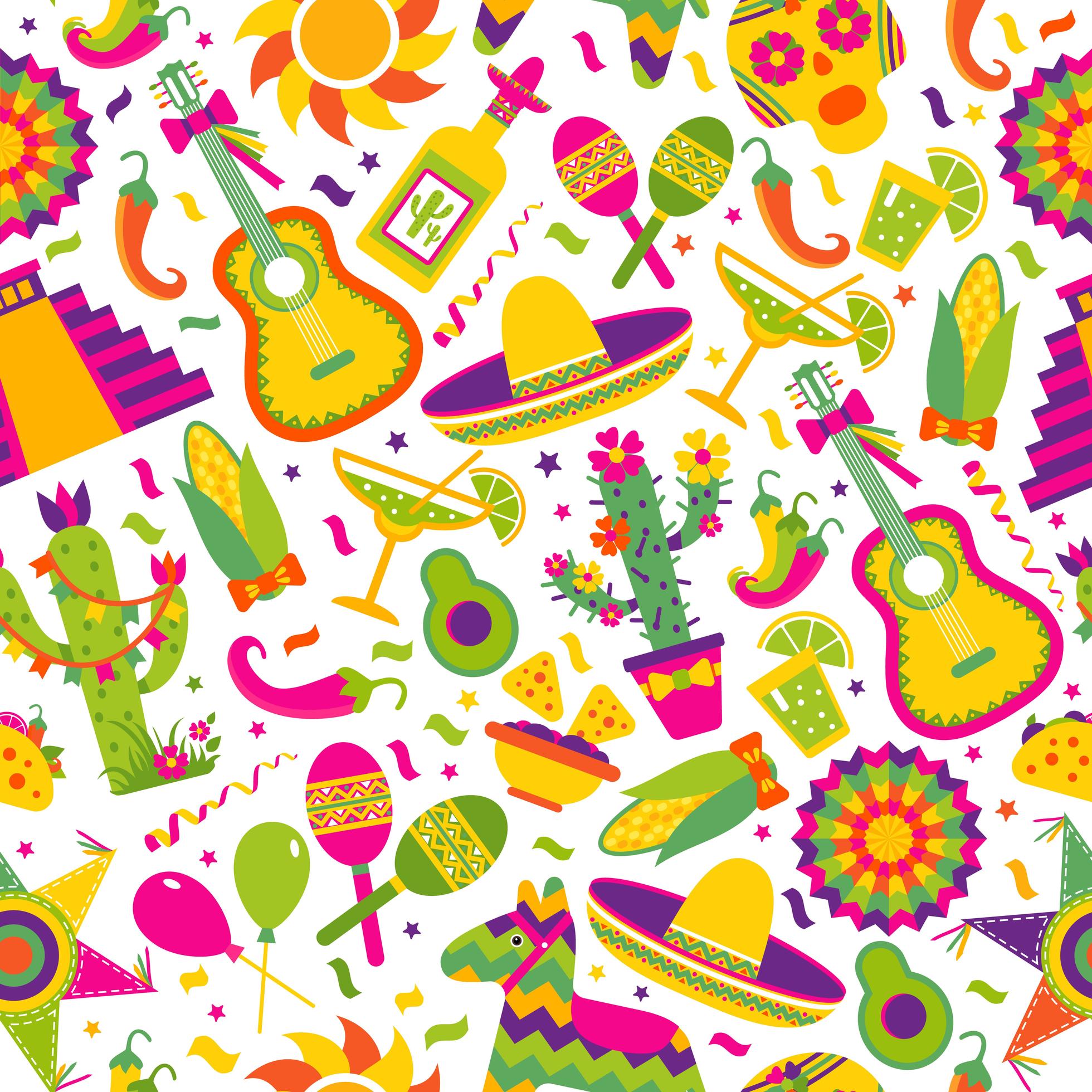 Seamless pattern with Mexican elements 1511843 Vector Art at Vecteezy