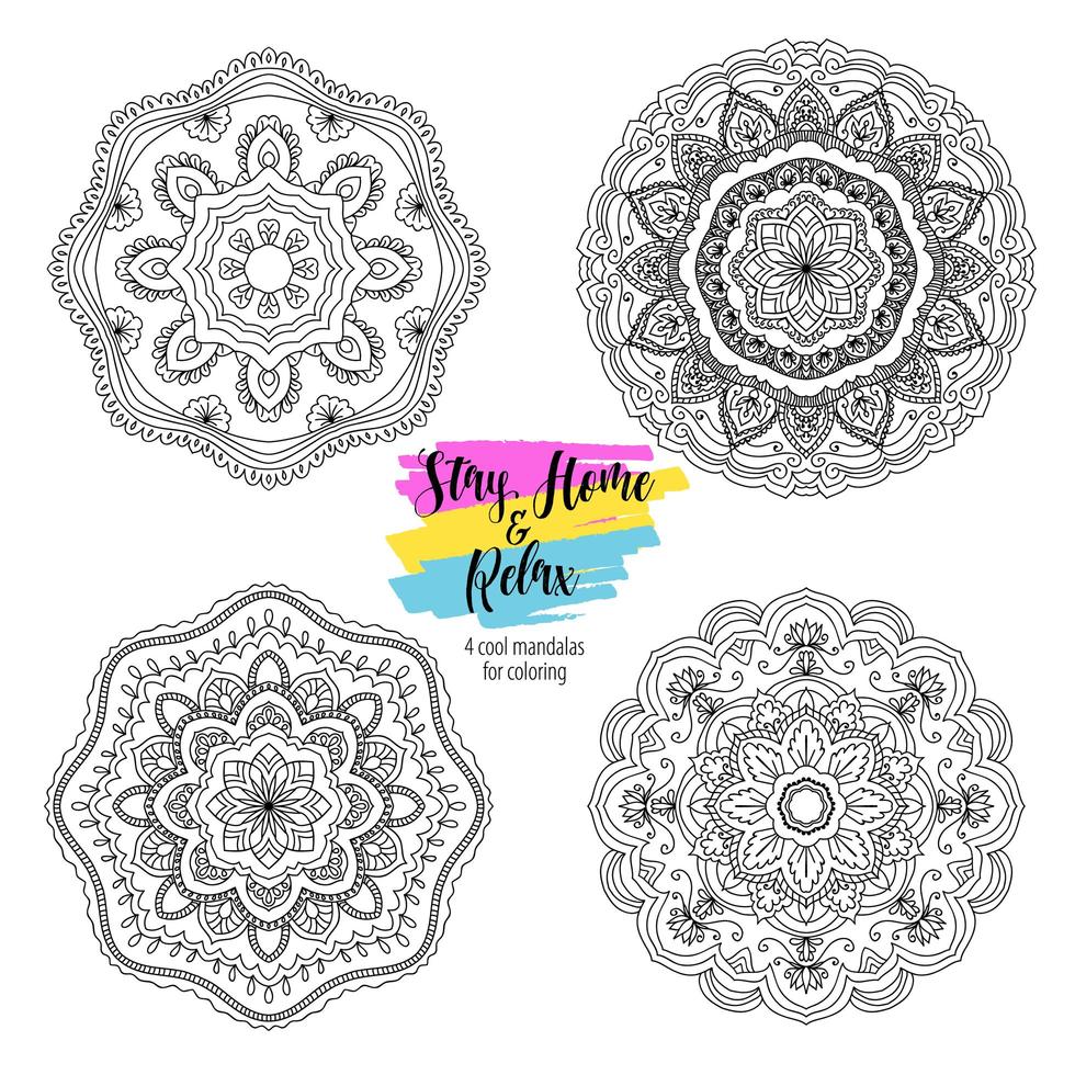 Mandala round floral ornaments vector