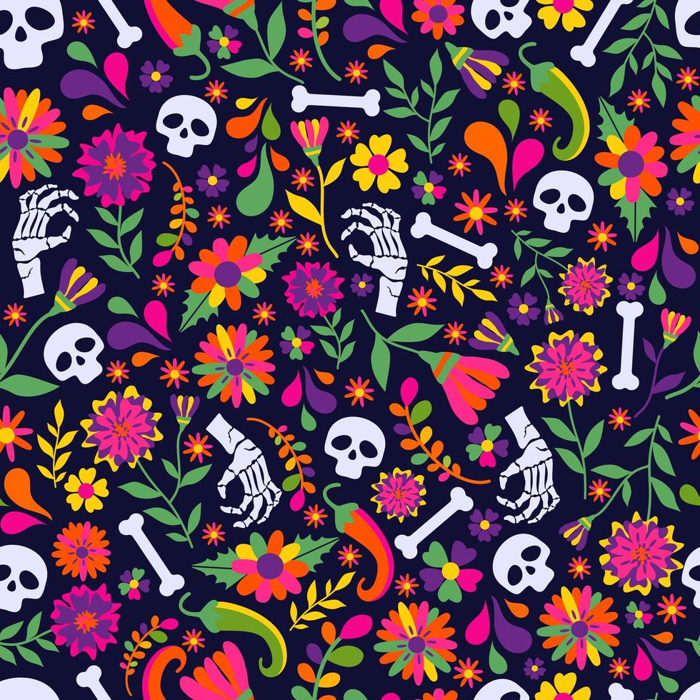 Seamless pattern with Mexican elements vector