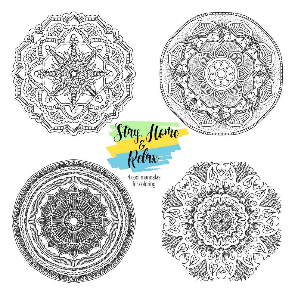 Mandala round floral ornaments vector