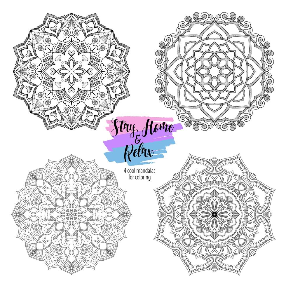 Mandala round floral ornaments vector