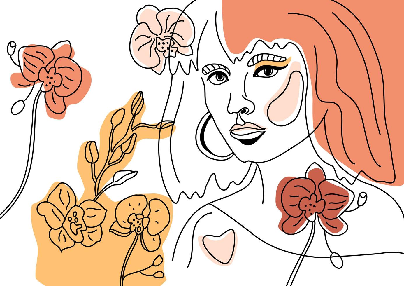 Female face, minimal line style vector