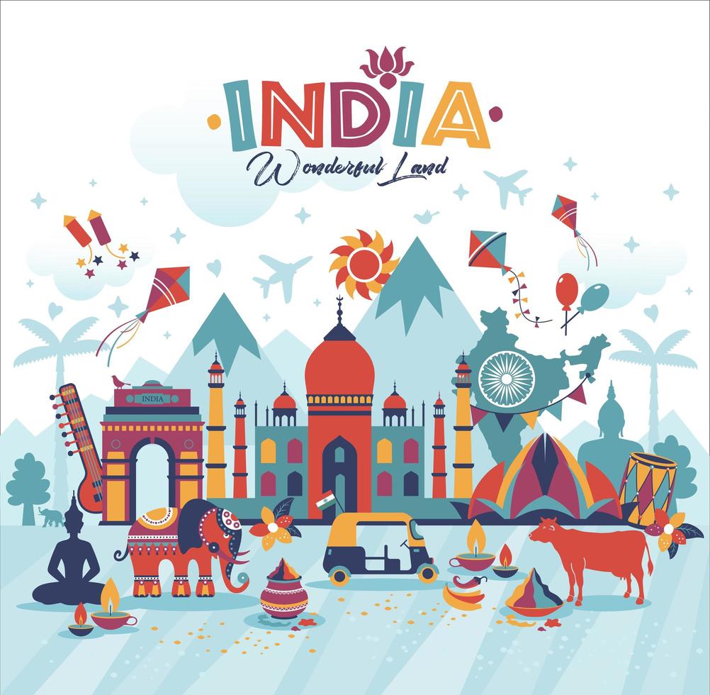 Travel India panorama background vector