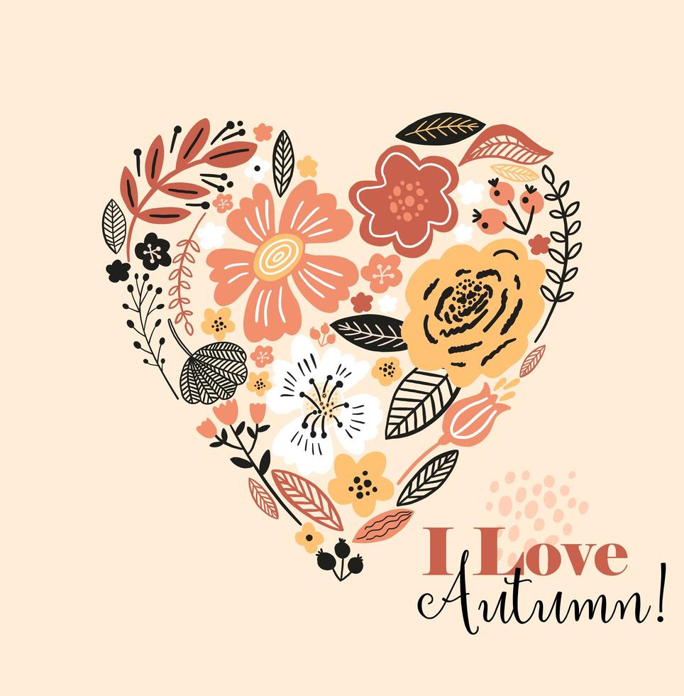 Autumn card with a heart vector